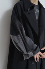 Load image into Gallery viewer, DENIM SLEEVE TRENCH COAT/BLK/02