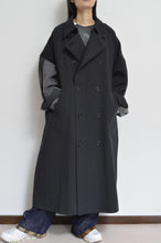Load image into Gallery viewer, DENIM SLEEVE TRENCH COAT/BLK/02