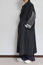 Load image into Gallery viewer, DENIM SLEEVE TRENCH COAT/BLK/02
