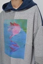 画像をギャラリービューアに読み込む, TWO-TONE HOODIE_BLUE/GREEN print/02 size