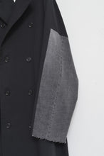 Load image into Gallery viewer, DENIM SLEEVE TRENCH COAT/BLK/02