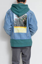 画像をギャラリービューアに読み込む, DENIM * BACK PILE HOODIE/BLUE/GREEN