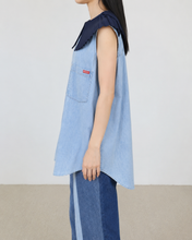 画像をギャラリービューアに読み込む, PLEATED COLLAR SLEEVELESS SHIRT_D