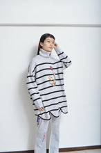 画像をギャラリービューアに読み込む, RIPPLE WAVE HEM KNIT P/O w/NECK PARTS(BORDER)_B