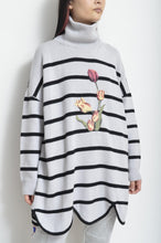 画像をギャラリービューアに読み込む, RIPPLE WAVE HEM KNIT P/O w/NECK PARTS(BORDER)_B