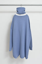 画像をギャラリービューアに読み込む, RIPPLE WAVE HEM KNIT P/O w/NECK PARTS(BLUE)