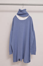 画像をギャラリービューアに読み込む, RIPPLE WAVE HEM KNIT P/O w/NECK PARTS_S.BLU