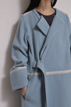Load image into Gallery viewer, WOOL NO-COLLAR ROBE/MINT BLUE