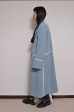 Load image into Gallery viewer, WOOL NO-COLLAR ROBE/MINT BLUE