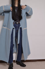 Load image into Gallery viewer, WOOL NO-COLLAR ROBE/MINT BLUE