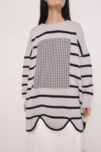 Load image into Gallery viewer, RIPPLE WAVE HEM KNIT P/O w/NECK PARTS(BORDER)
