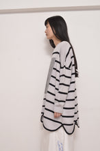 Load image into Gallery viewer, RIPPLE WAVE HEM KNIT P/O w/NECK PARTS(BORDER)