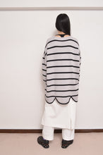 Load image into Gallery viewer, RIPPLE WAVE HEM KNIT P/O w/NECK PARTS(BORDER)