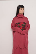 Load image into Gallery viewer, RIPPLE WAVE HEM KNIT P/O w/NECK PARTS(ROSE)