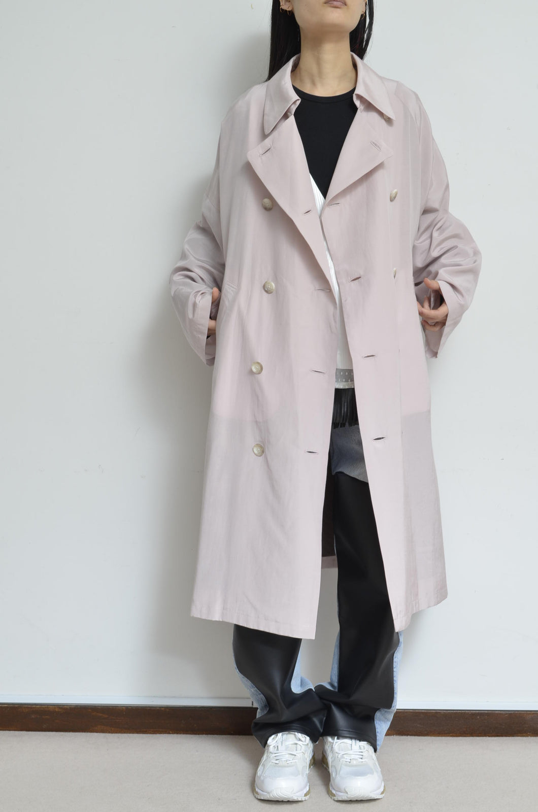 SCARF-LINED TRENCH COAT/PINK/01