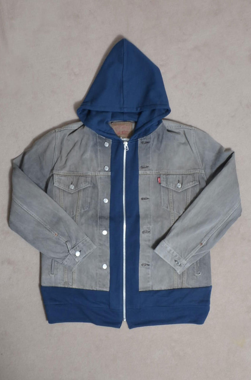 DENIM * BACK PILE HOODIE/BLUE/MIND GAME