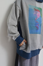 Load image into Gallery viewer, TWO-TONE HOODIE_BLUE/GREEN print/02 size
