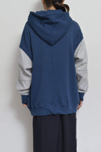 画像をギャラリービューアに読み込む, your right things/BONUS TRUCK出品中12/7まで:TWO-TONE HOODIE_BLUE/GREEN print/02 size
