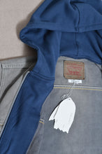 Load image into Gallery viewer, your right things in 代官山 蔦屋書店 出品中〜11/3まで:DENIM * BACK PILE HOODIE/BLUE/MIND GAME
