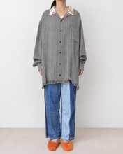 画像をギャラリービューアに読み込む, Tablecloth collar fringe shirt / linen herringbone_B
