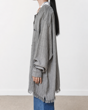 画像をギャラリービューアに読み込む, Tablecloth collar fringe shirt / linen herringbone_B
