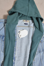 画像をギャラリービューアに読み込む, DENIM * BACK PILE HOODIE/GREEN/YELLOW
