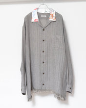 画像をギャラリービューアに読み込む, Tablecloth collar fringe shirt / linen herringbone_B
