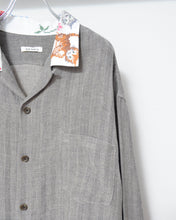 画像をギャラリービューアに読み込む, Tablecloth collar fringe shirt / linen herringbone_B
