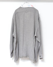 画像をギャラリービューアに読み込む, Tablecloth collar fringe shirt / linen herringbone_B

