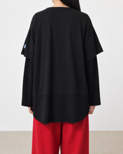 Load image into Gallery viewer, Fake layered T-shirt / BLACK_F
