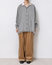 画像をギャラリービューアに読み込む, Tablecloth collar fringe shirt / linen herringbone_B
