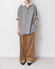 画像をギャラリービューアに読み込む, Tablecloth collar fringe shirt / linen herringbone_B

