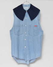 画像をギャラリービューアに読み込む, PLEATED COLLAR SLEEVELESS SHIRT_D
