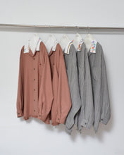 画像をギャラリービューアに読み込む, Tablecloth collar fringe shirt / linen herringbone_B
