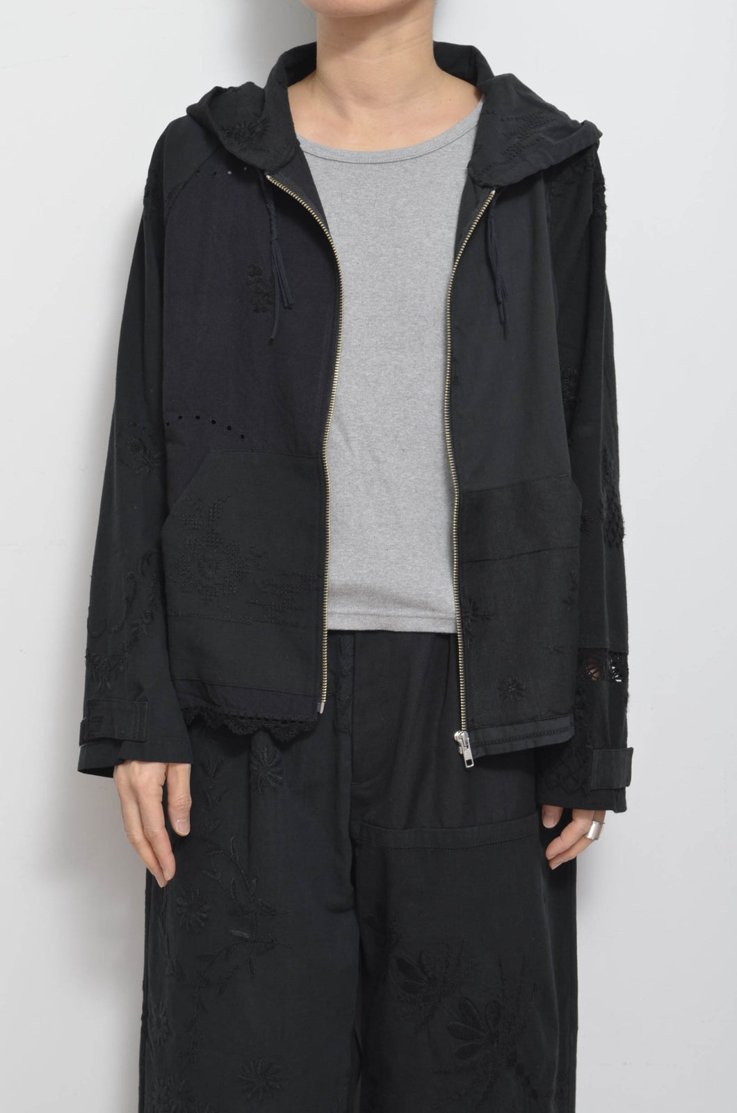 TABLE CLOTH ZIP-UP HOODIE/BLK/01 size_001