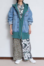 画像をギャラリービューアに読み込む, DENIM * BACK PILE HOODIE/GREEN/YELLOW
