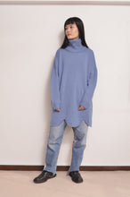 画像をギャラリービューアに読み込む, RIPPLE WAVE HEM KNIT P/O w/NECK PARTS_S.BLU
