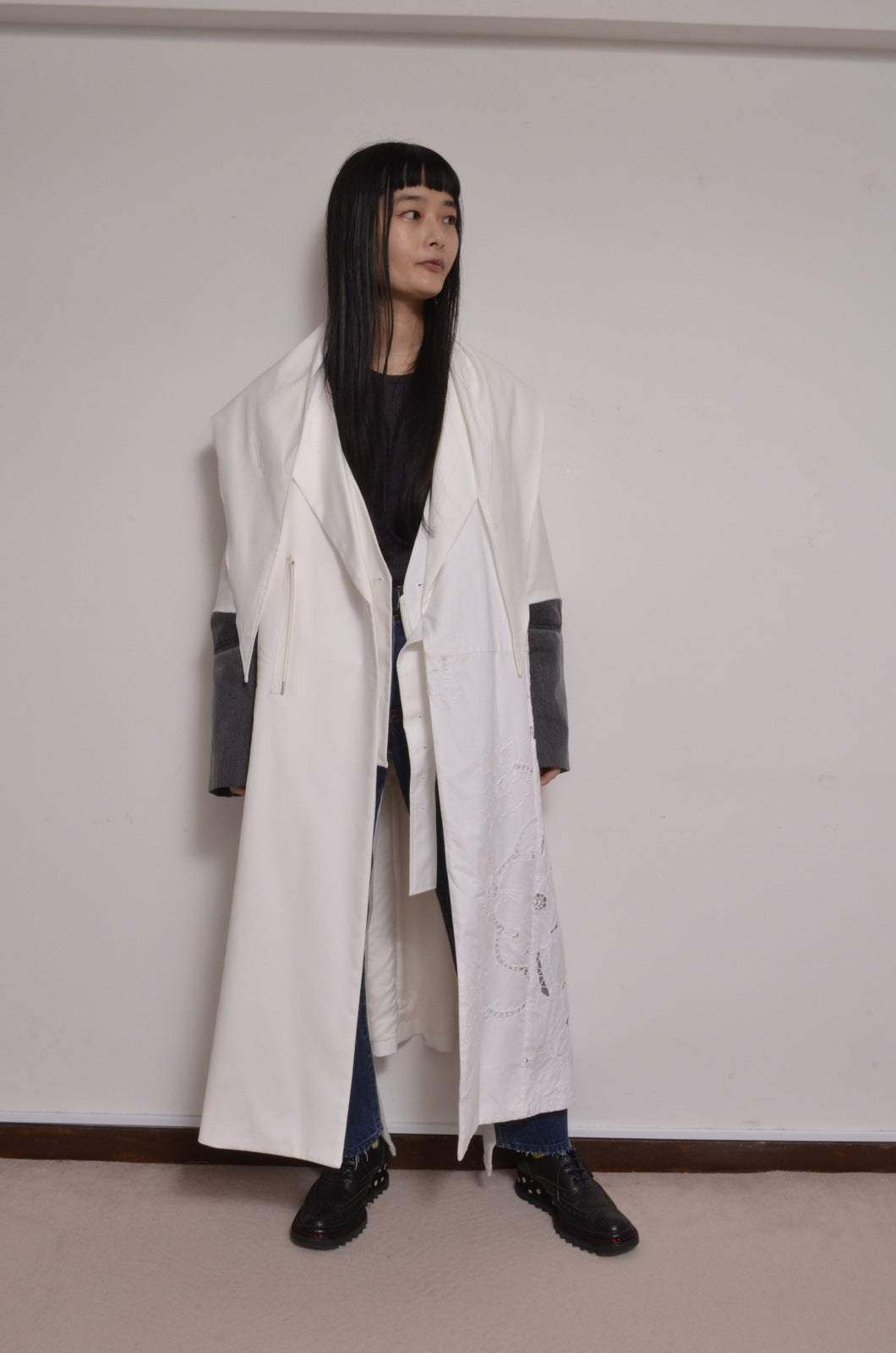 TABLE CLOTH △ SHAWL COAT/SHORT LINER set_WHT – here/YEAH RIGHT!! 